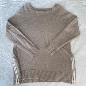 LOFT Sweater Oatmeal with Gold Side Zippers